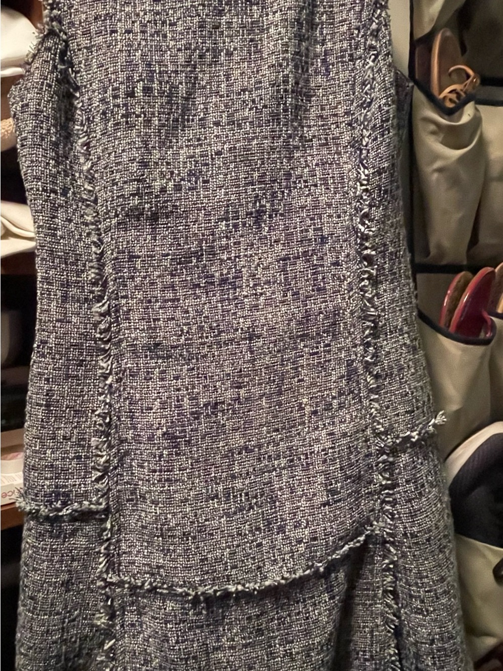 Navy and White Tweed A-Line Dress